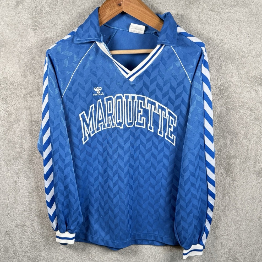 Hummel Marquette Soccer Jersey #16 Mens XL Blue Vintage Collegiate Pullover 90s